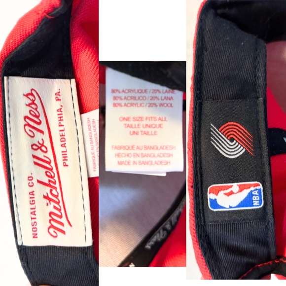 Portland Trail Blazers Mitchell & Ness Snapback Red And Black Cap - Picture 6 of 6